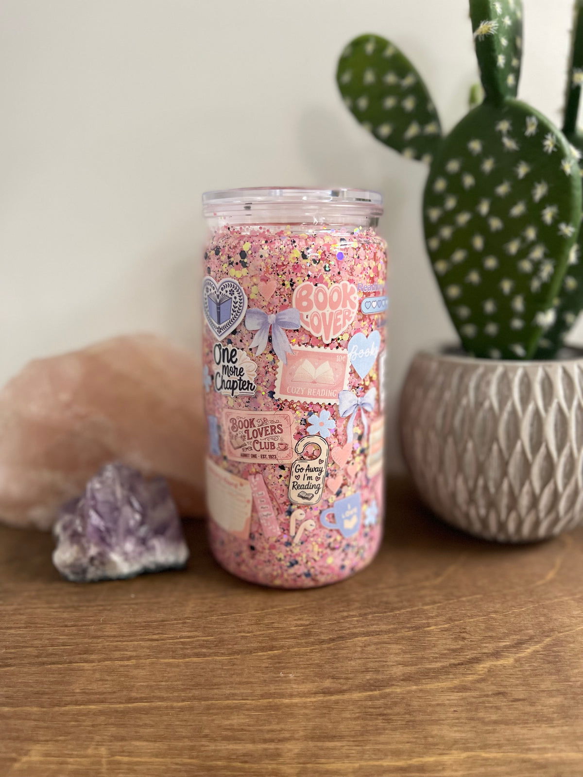 16 oz Acrylic Snowglobe Tumbler- bookish