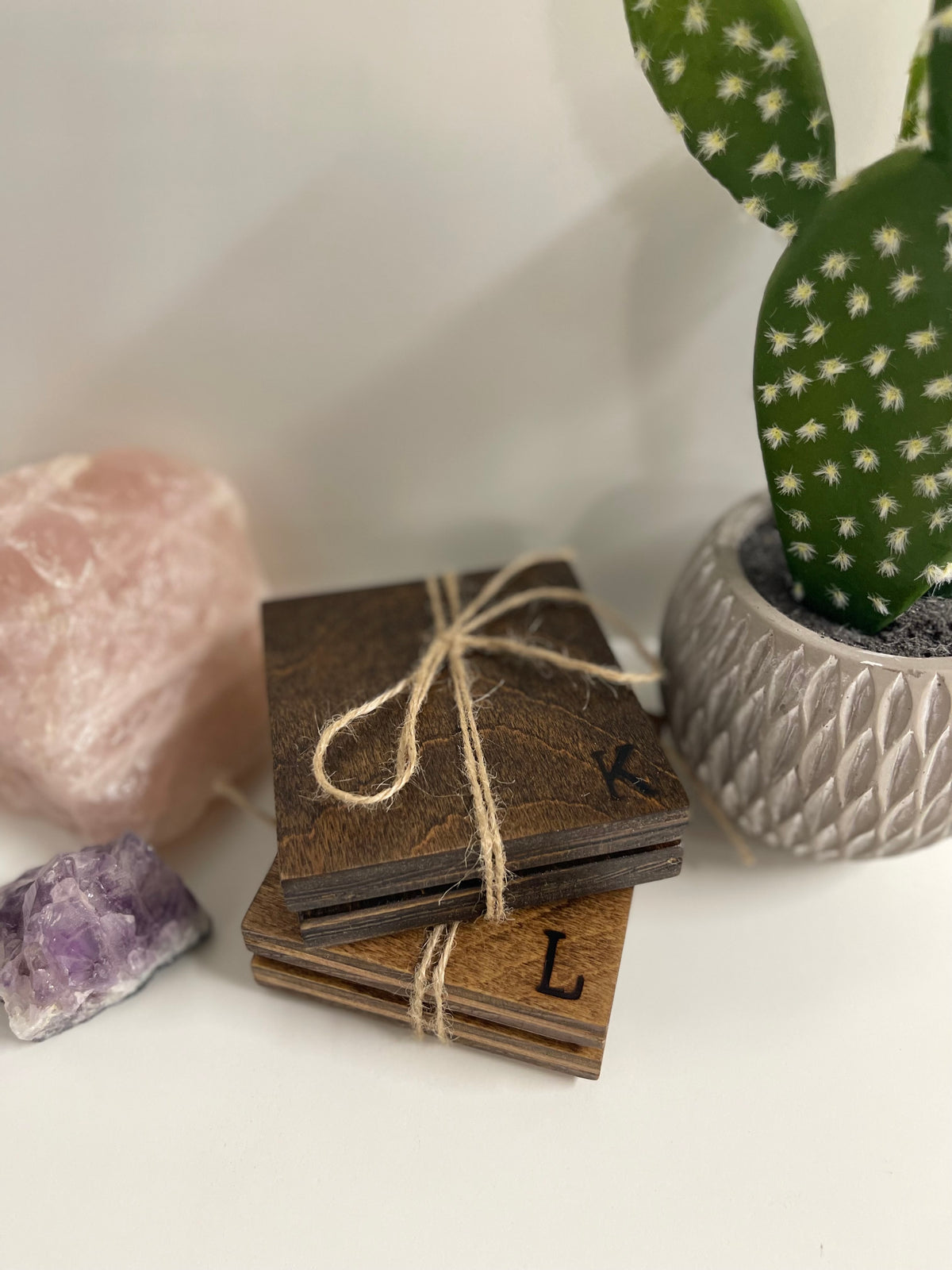 Custom Initial Premium Wood Coasters