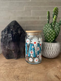 Glass cup- Mama flowers