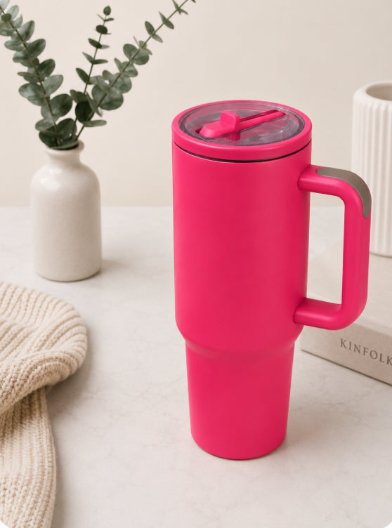 40 oz Stainless Steel Travel Cup- Rose Red
