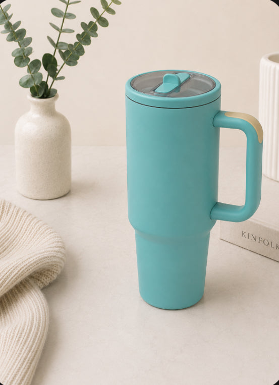 40oz Stainless Steel Travel Tumbler- Eucalyptus Green